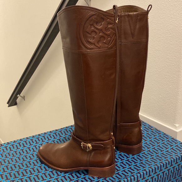 Tory Burch - Brown Leather Riding Boots W/ Buckle On Ankle - Picture 9 of 17